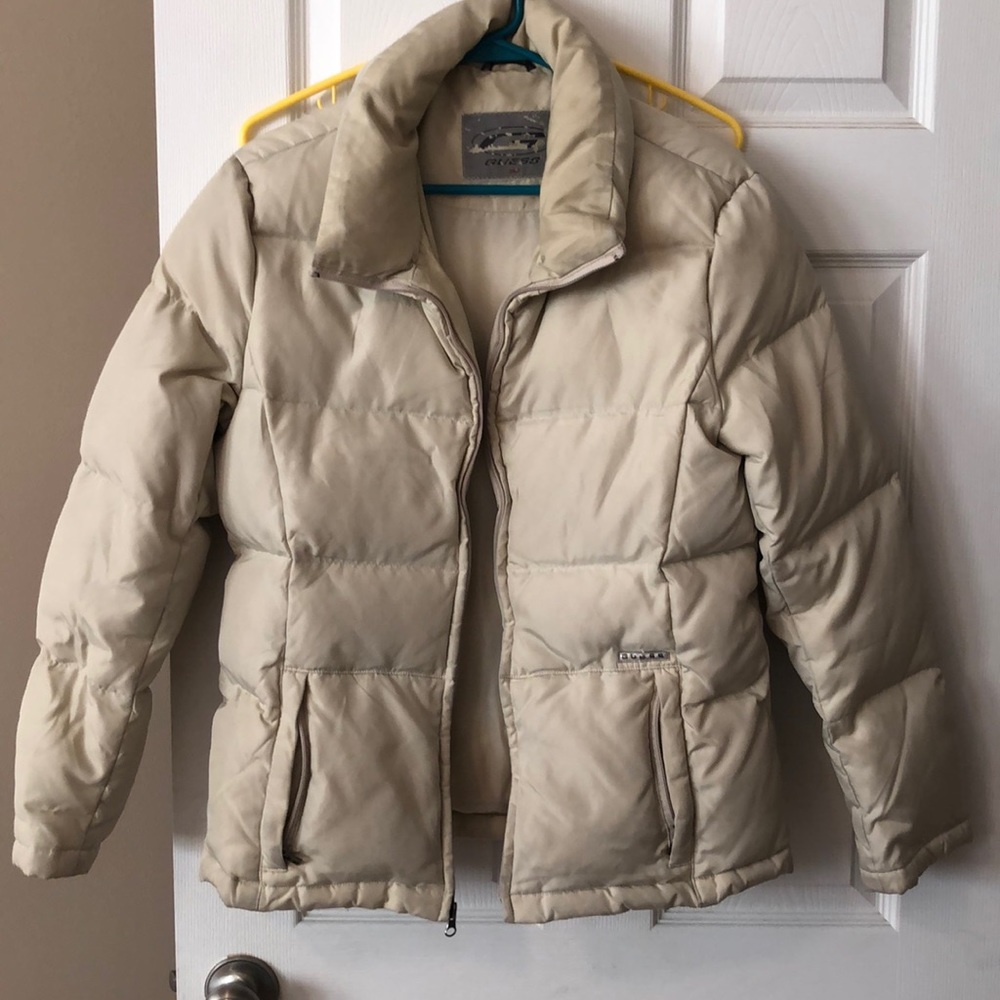 guess puffer coat size small in tan - Picture 2 of 8